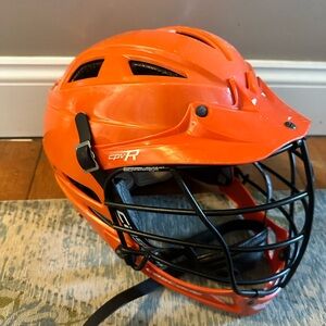 Cascade Youth CPV-R Orange Lacrosse Helmet with Black Face Mask